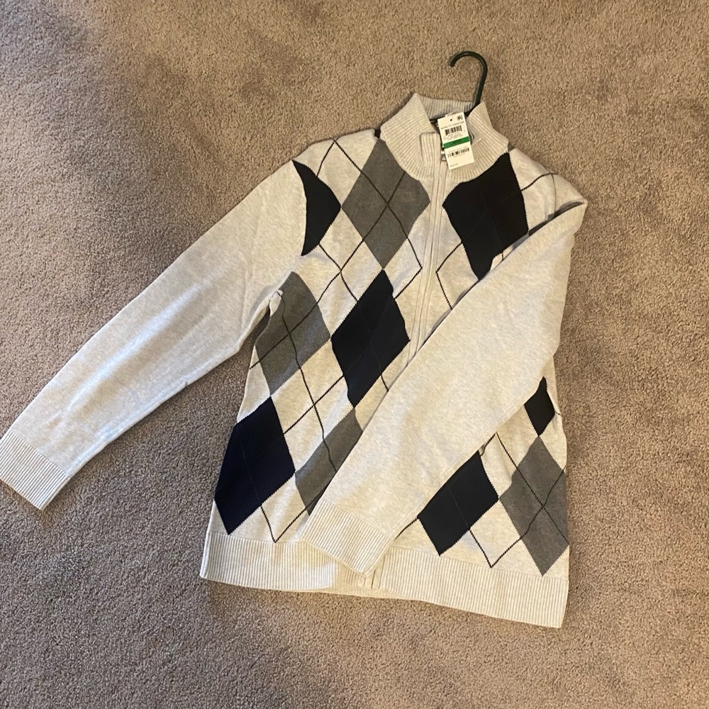 Men large polo zip up sweater - New